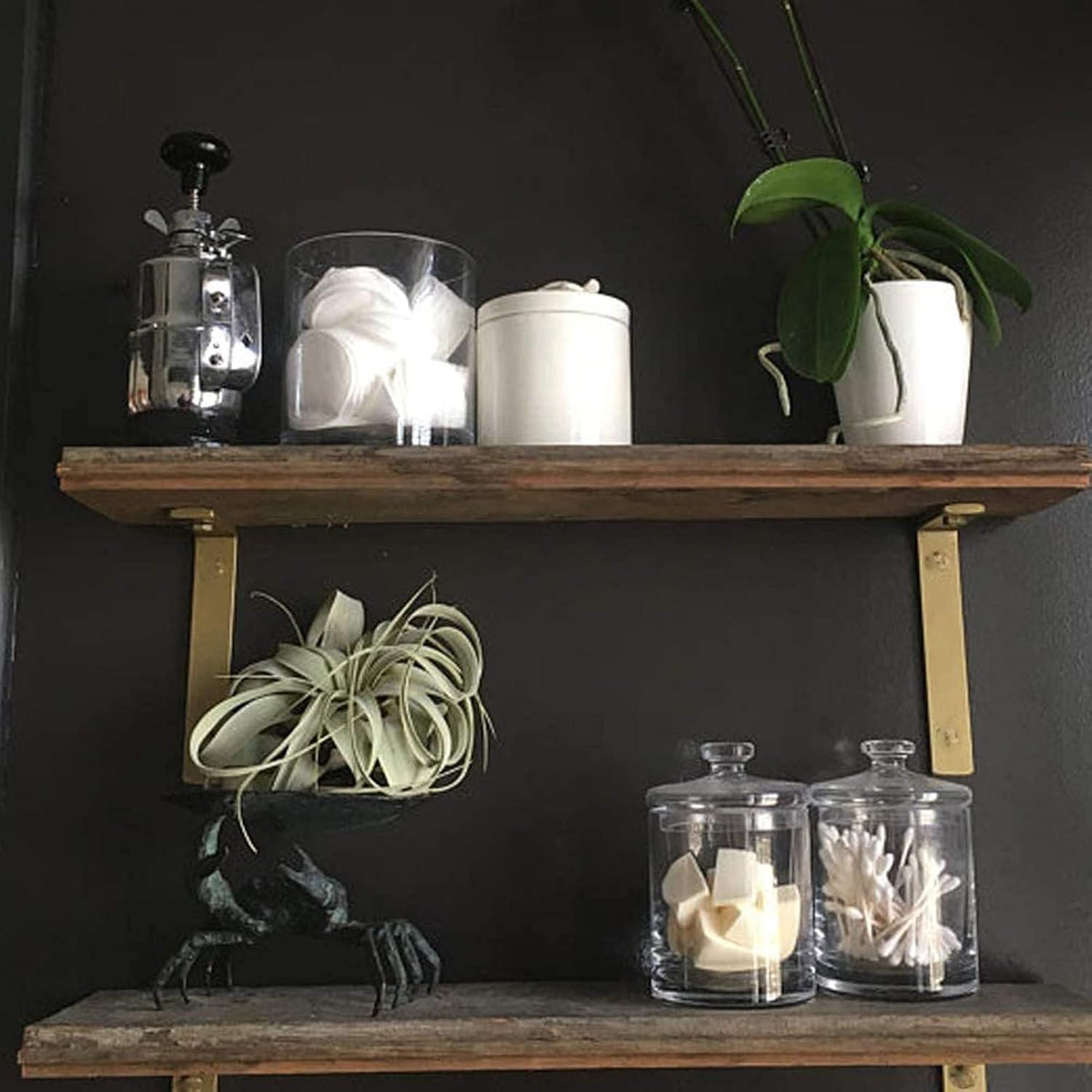 Shelf Brackets 12 Inch L Brackets for Shelves Heavy Duty Black Wall Brackets for Shelves 5mm Thick Metal Bracket Support for Shelf with Screws