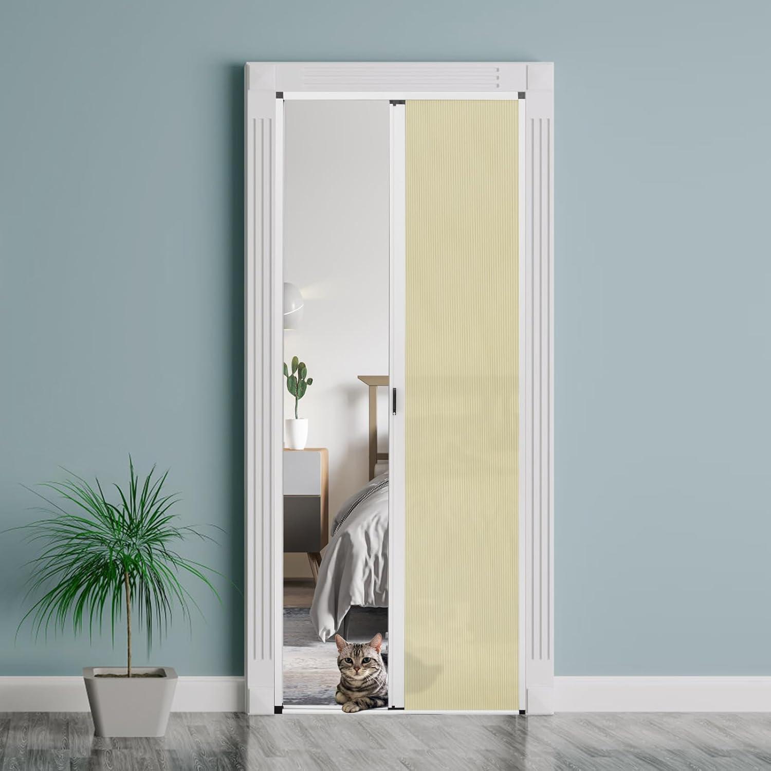 No-Drilling Interior Accordion Door, Retractable Folding Door with Aluminum Frame and Cellular Fabric, Waterproof and Heat Insulation, for Bedroom, Bathroom, Kitchen, Office(Grey