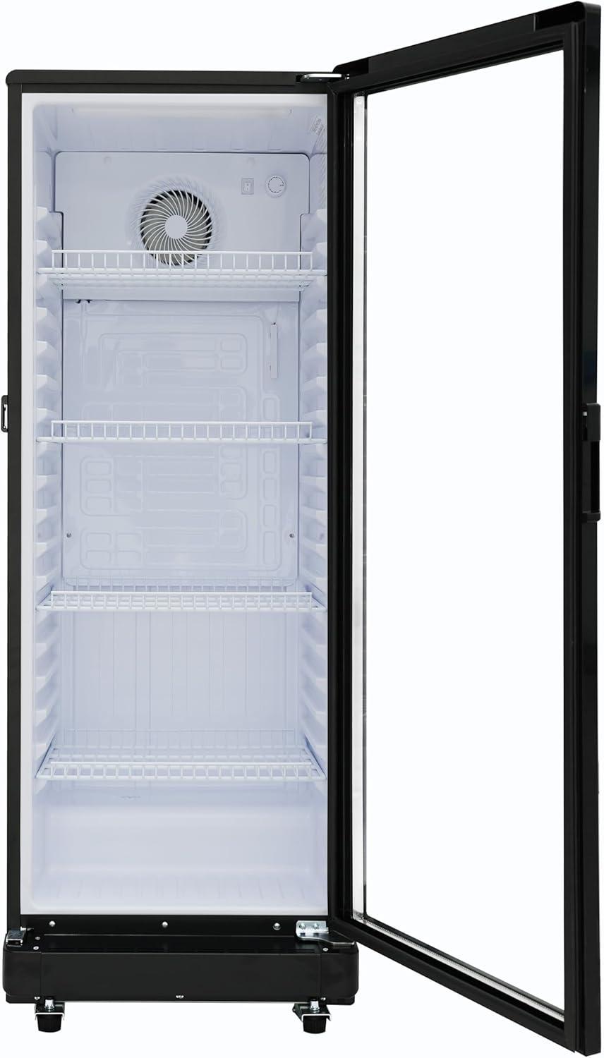 Premium Levella 202 L Hollow Tempered Glass Commercial Beverage Cooler, Black