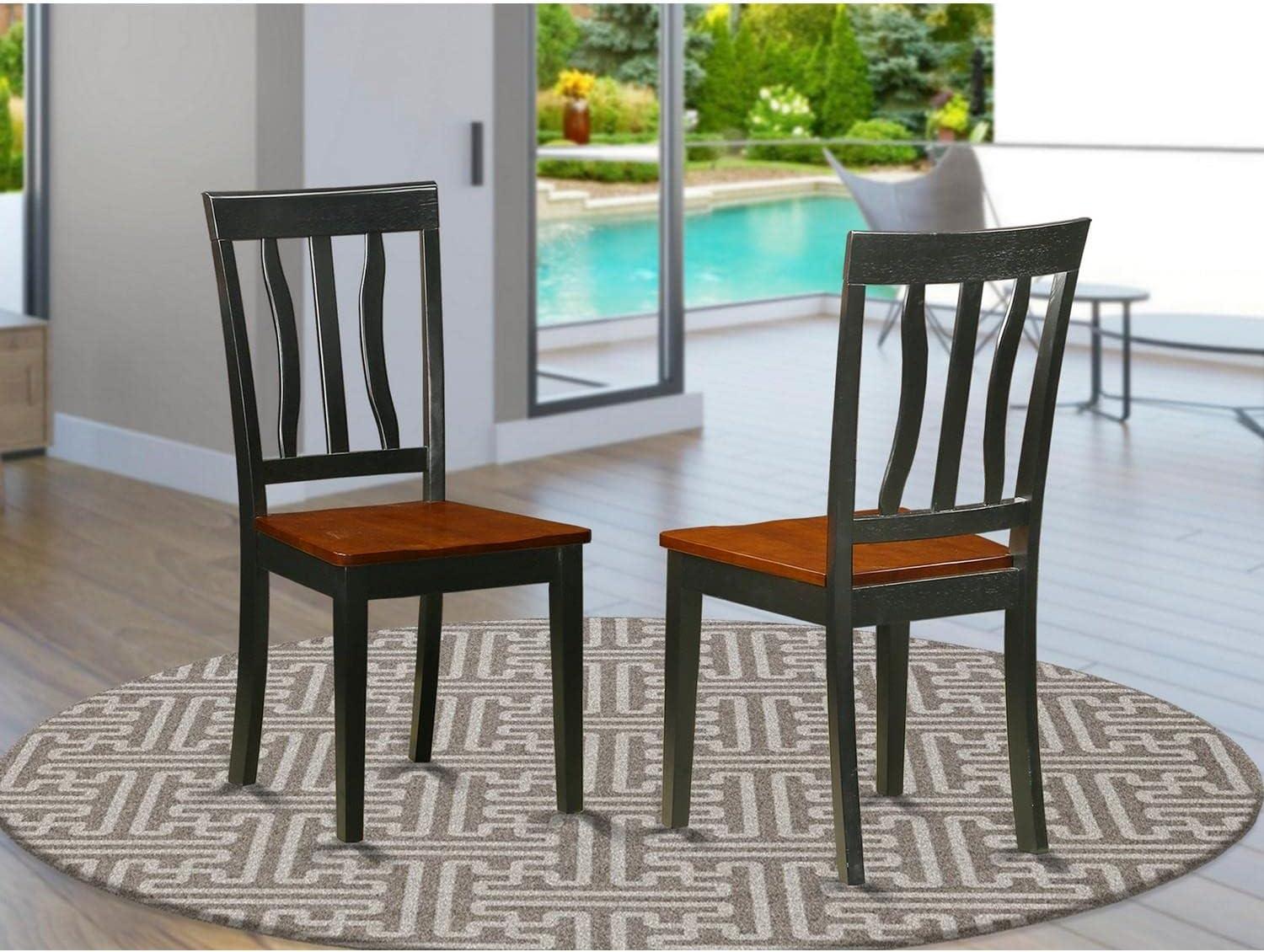 HomeStock Southwestern Style Avon Dining Chair Wood Seat - Black And Cherry Finish - Set Of 2