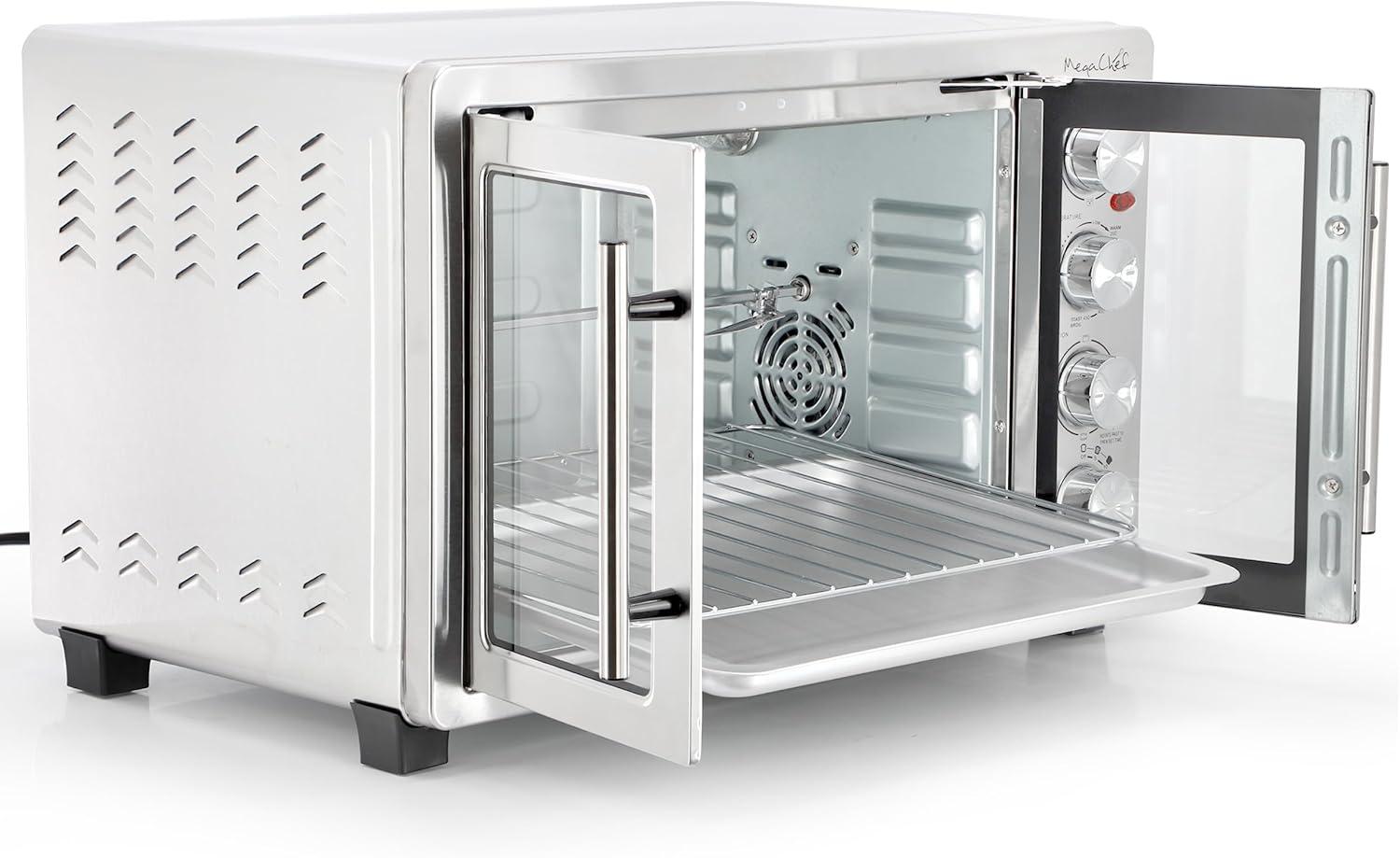 MegaChef 45L Electric French Door Rotisserie Convection Counter Top Oven