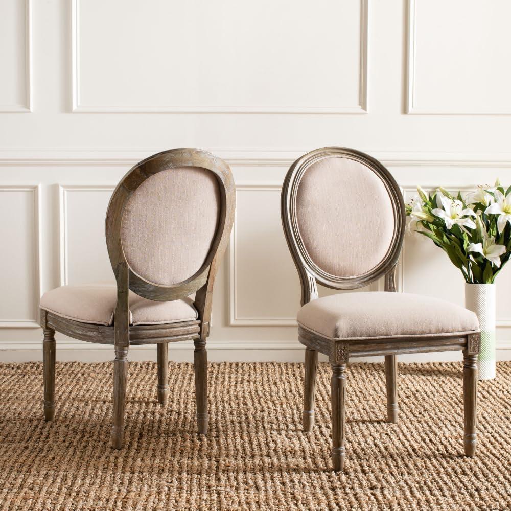 Holloway 19''H French Brasserie Oval Side Chair (Set of 2) - Navy/Cream - Safavieh
