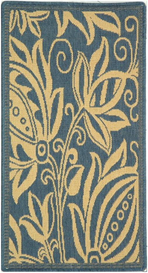 Courtyard CY2961 Power Loomed Indoor and Outdoor Area Rug - Blue/Natural - 7'10"x7'10" - Safavieh