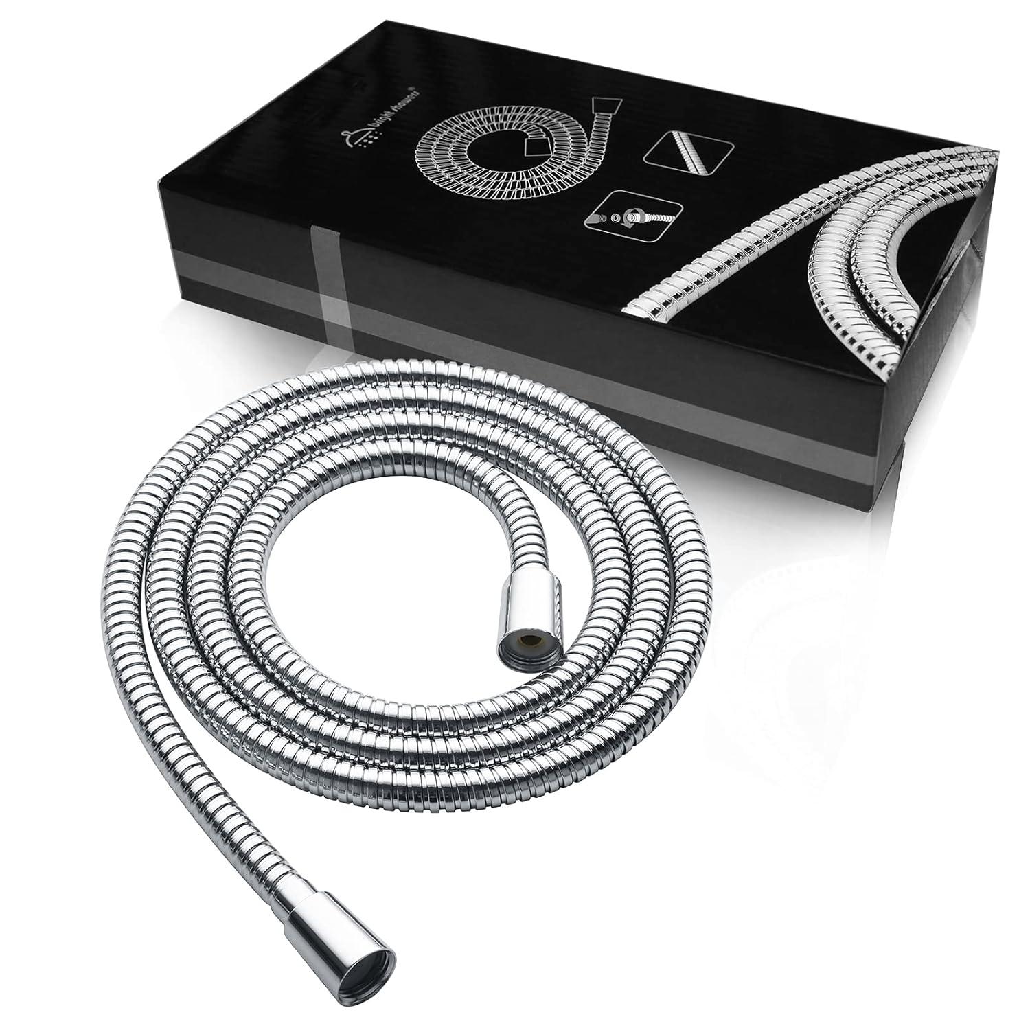 BRIGHT SHOWERS 79" Stainless Steel Shower Hose for Handheld Shower Heads, Ultra-Flexible Replacement with Brass Insert, Chrome