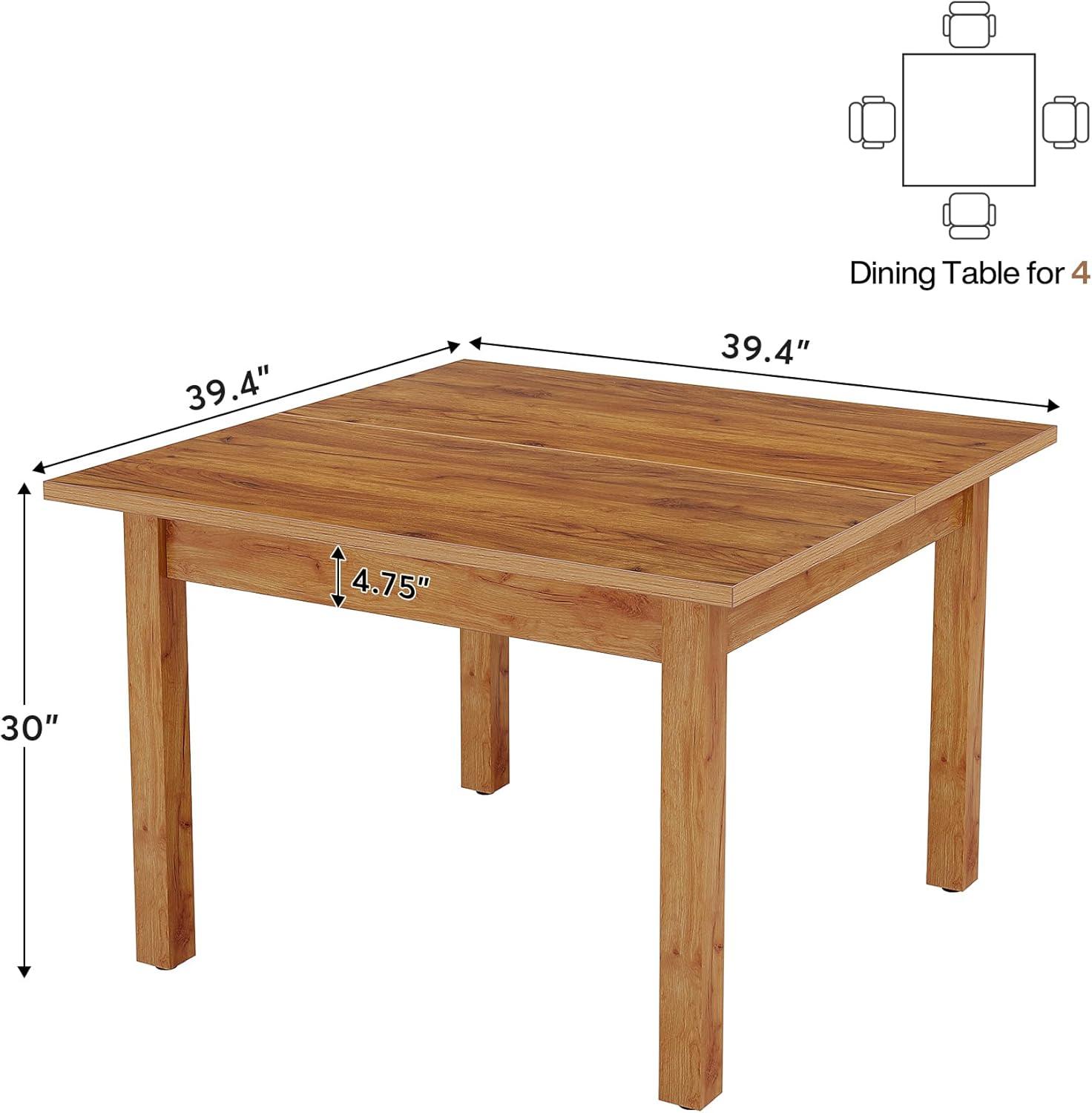 Rustic Brown Oak Square Farmhouse Dining Table