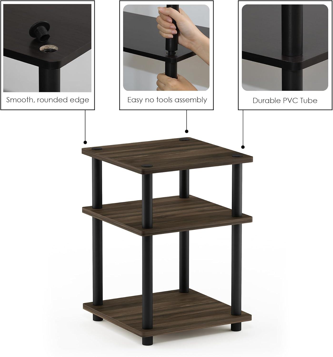 3-Tier Easy Assembly Multipurpose Shelf Dispaly Open Shelves Sofa Side End Table Nightstand for Living Room&Bedroom,Blackwood