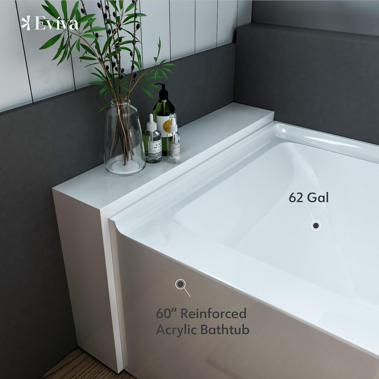 Nova 60'' x 32'' Alcove / Tile In Soaking Acrylic Bathtub