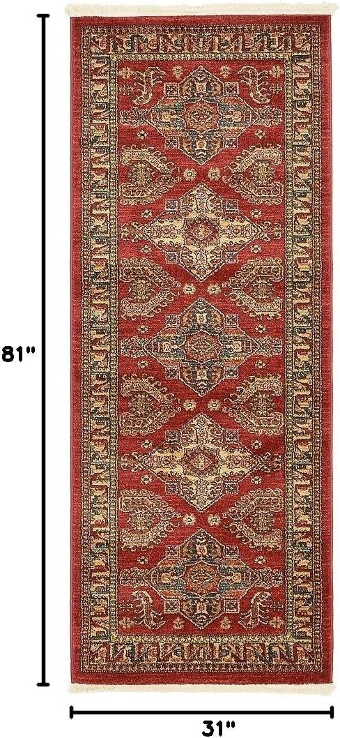 Unique Loom 2' 7 x 7' 1 Runner Red Sahand Philip Area Rug