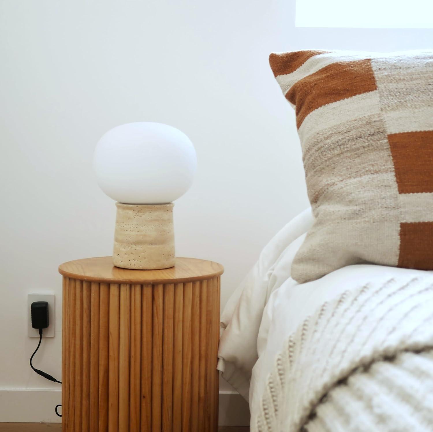 Brightech Neptune 12" LED Table Lamp With Natural Travertine Stone Base | Wayfair