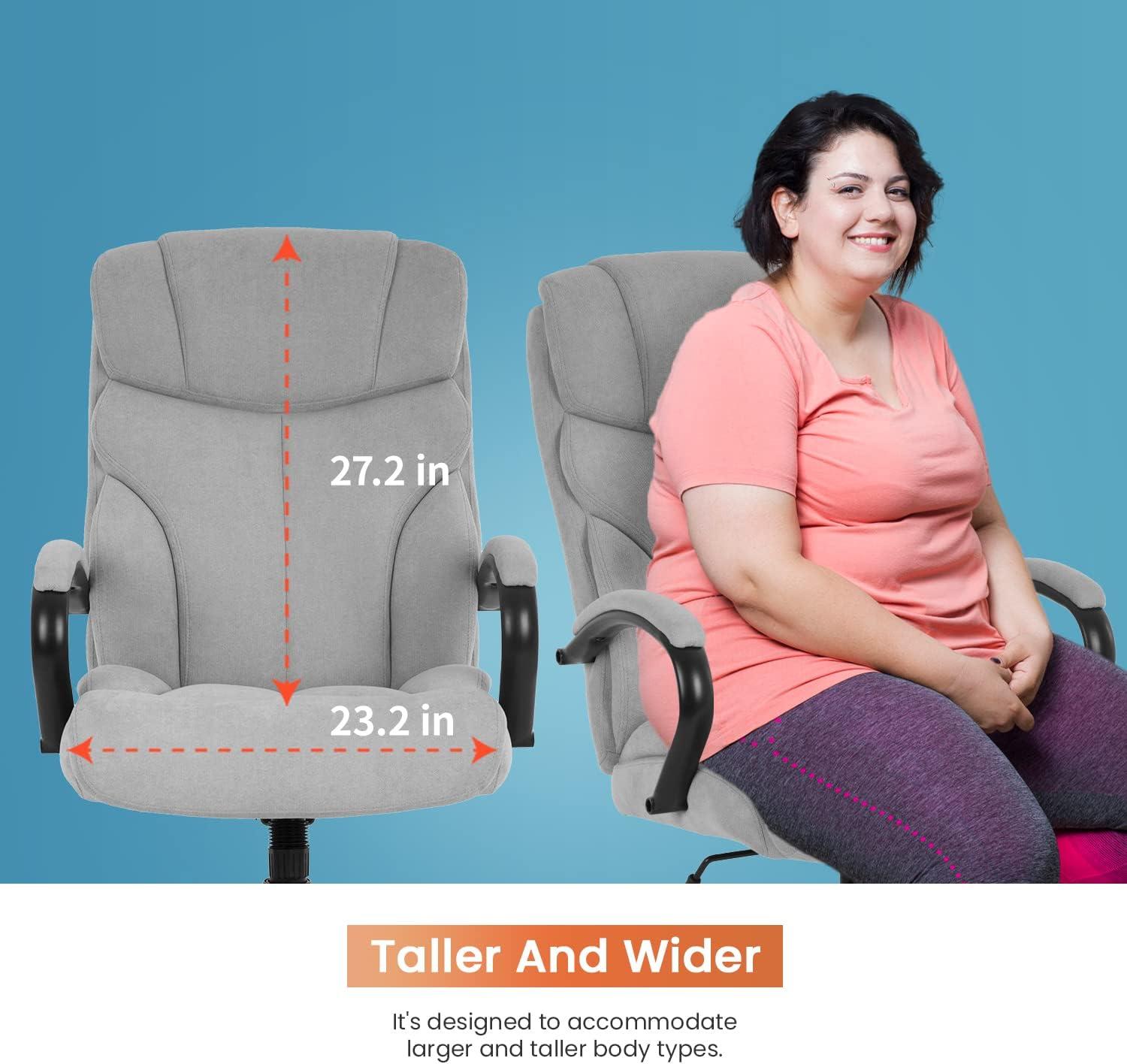 Dkelincs Ergonomic Office Chair Big and Tall Wide Seat Desk Chair 500 lbs Adjustable Computer Chair with Lumbar Support, Gray