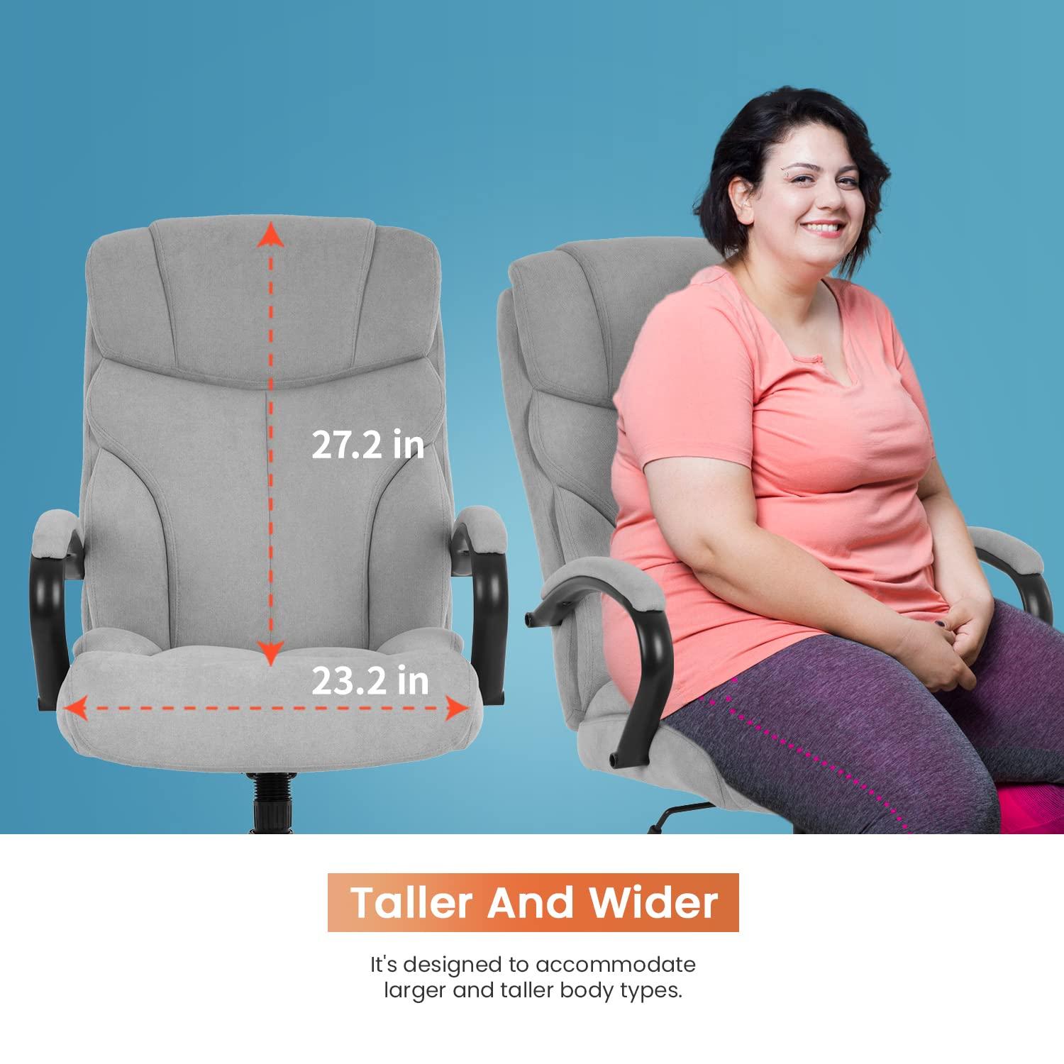 Dkelincs Ergonomic Office Chair Big and Tall Wide Seat Desk Chair 500 lbs Adjustable Computer Chair with Lumbar Support, Gray