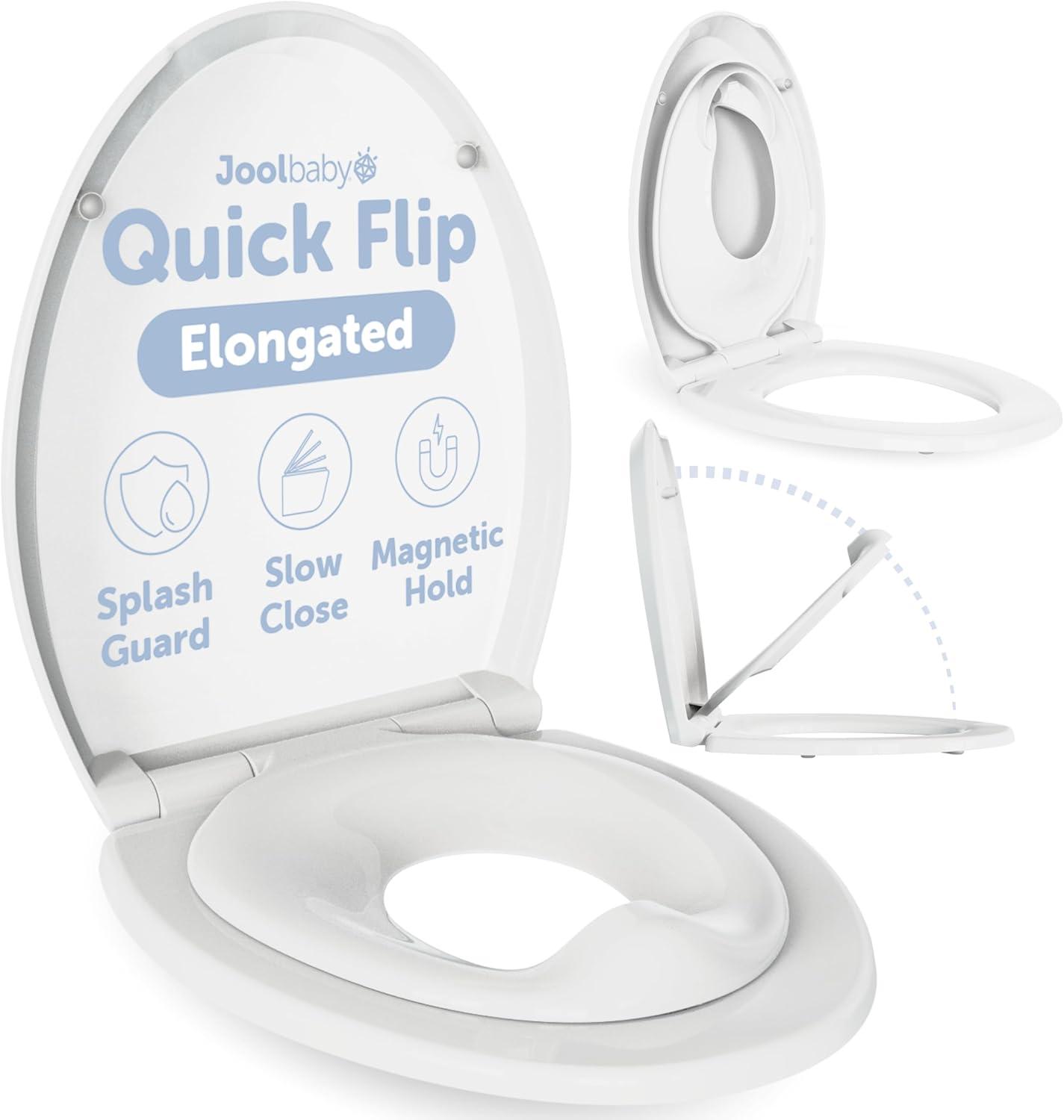 JOOL BABY Quick Flip Toilet Seat with Built-In Potty Training Seat - Elongated