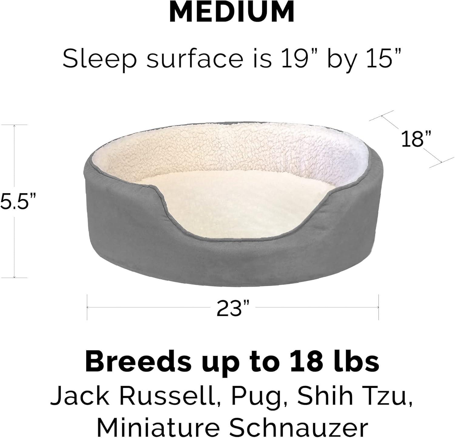 FurHaven Faux Sherpa & Suede Oval Dog Bed