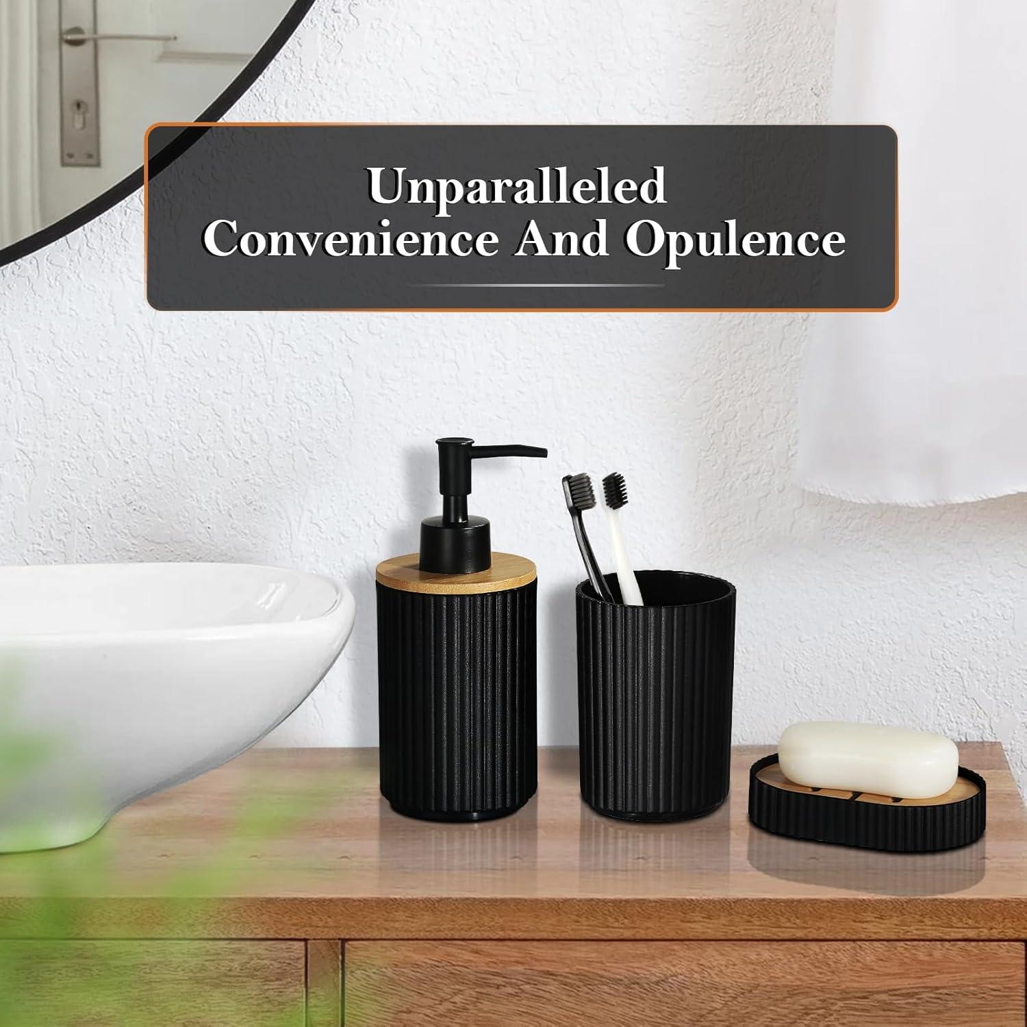 Home-Complete 6-Piece Complete Bathroom Accessories Set (Black)