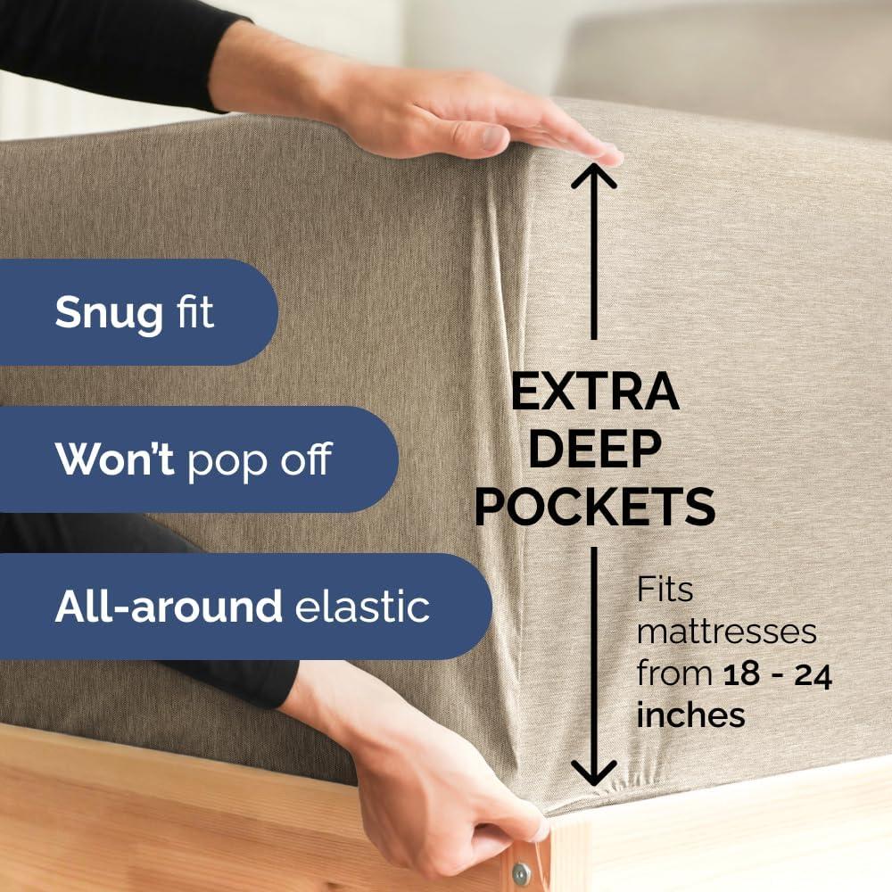 CGK Linens 6 Piece Extra Deep Pocket Ultra Soft & Cooling Sheet Set