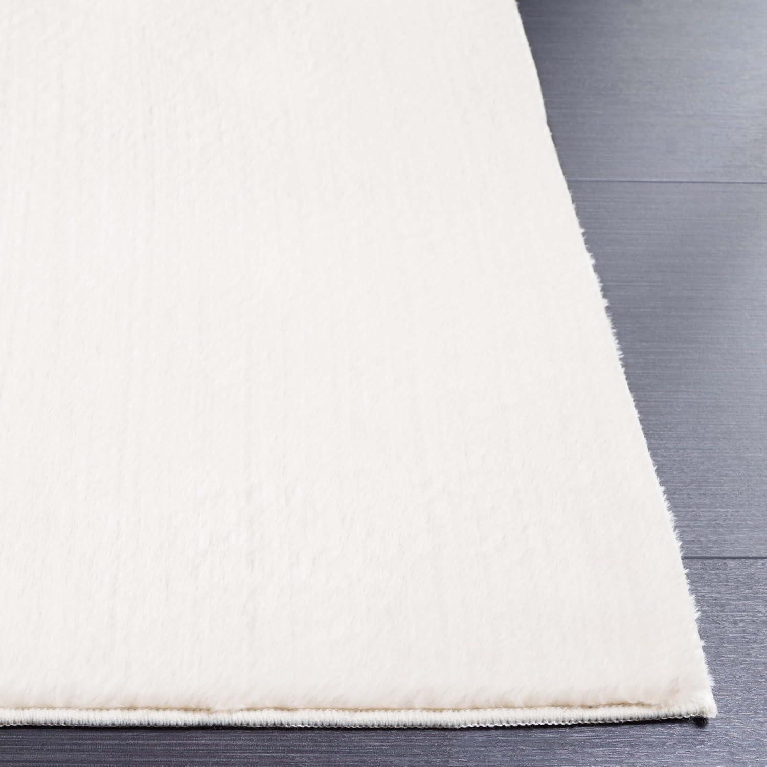 SAFAVIEH Faux Rabbit Fur Daven Solid Polyester Machine Washable Runner Rug, Ivory, 2'3" x 10'