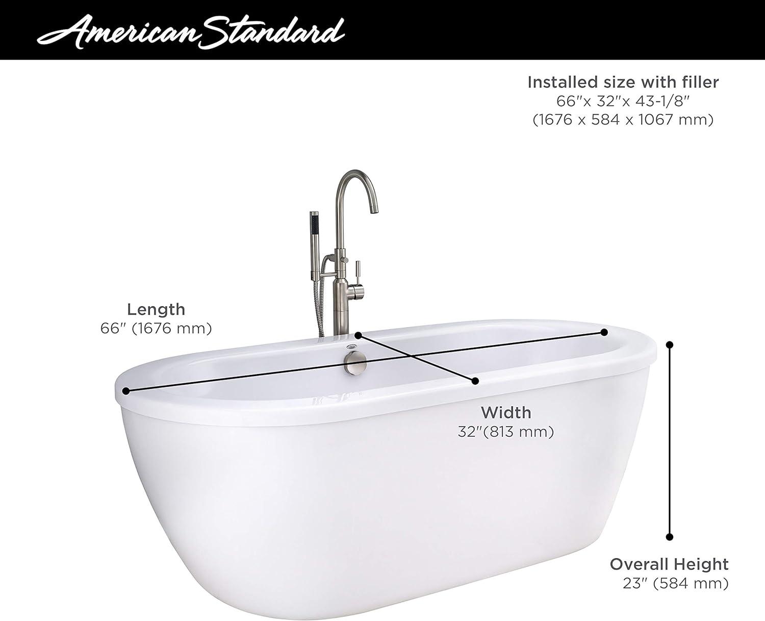 Cadet 66'' x 32'' Freestanding Soaking Acrylic Bathtub with Faucet