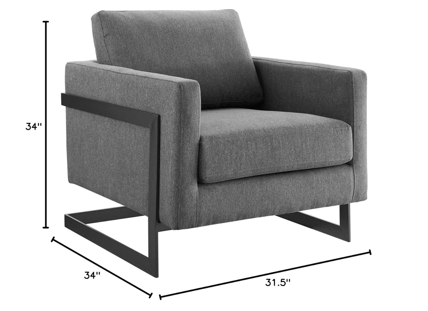 Modway Posse Upholstered Fabric Upholstered Accent Chair in Black and Charcoal