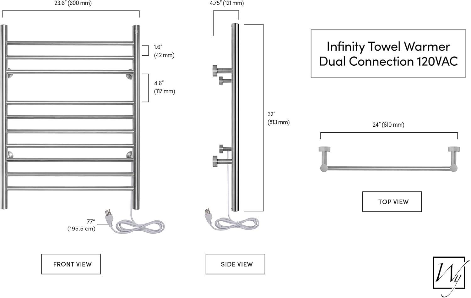 Stainless Steel Wall-Mounted 10-Bar Towel Warmer