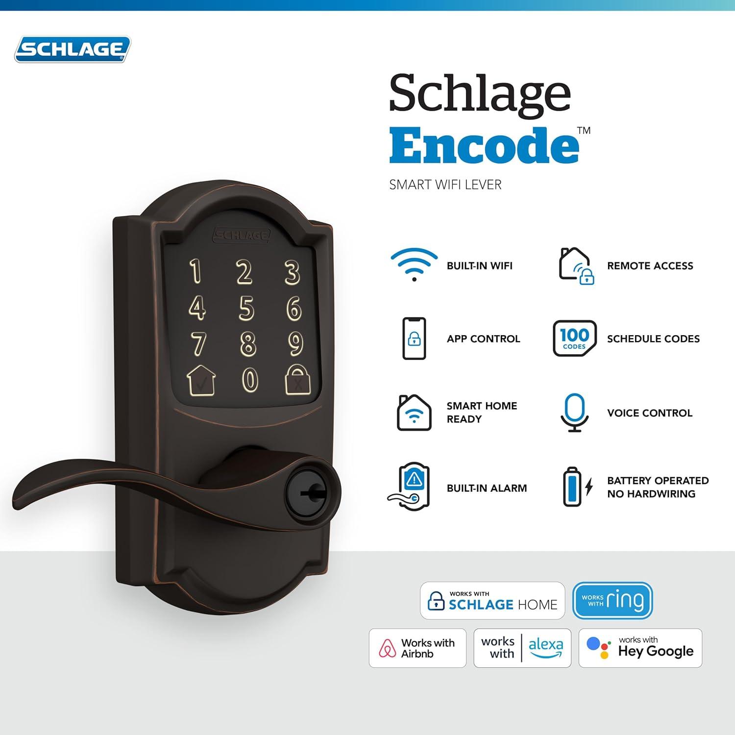 Aged Bronze Wi-Fi Smart Electronic Deadbolt with Keypad