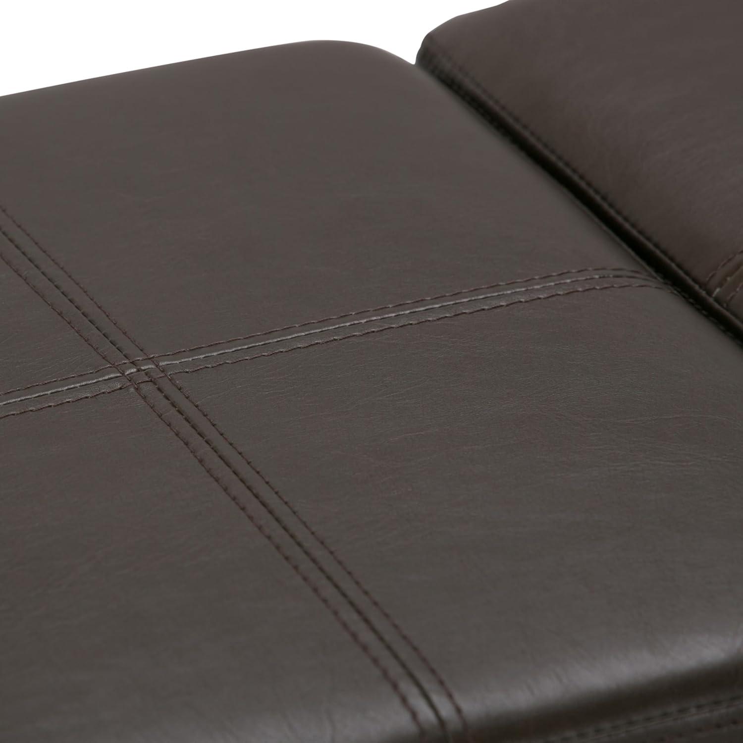 Chocolate Brown Faux Leather Backless Storage Ottoman Bench