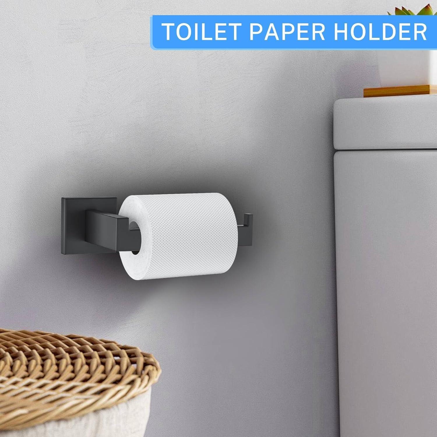 Matte Black Stainless Steel 5-Piece Bathroom Hardware Set