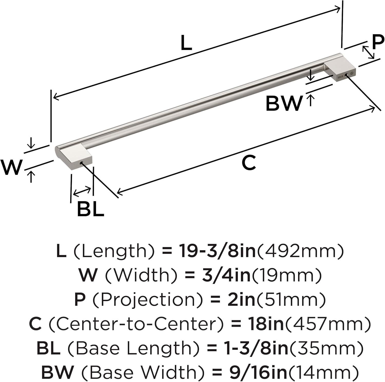 Versa 18-Inch Satin Nickel Appliance Pull with Mounting Hardware