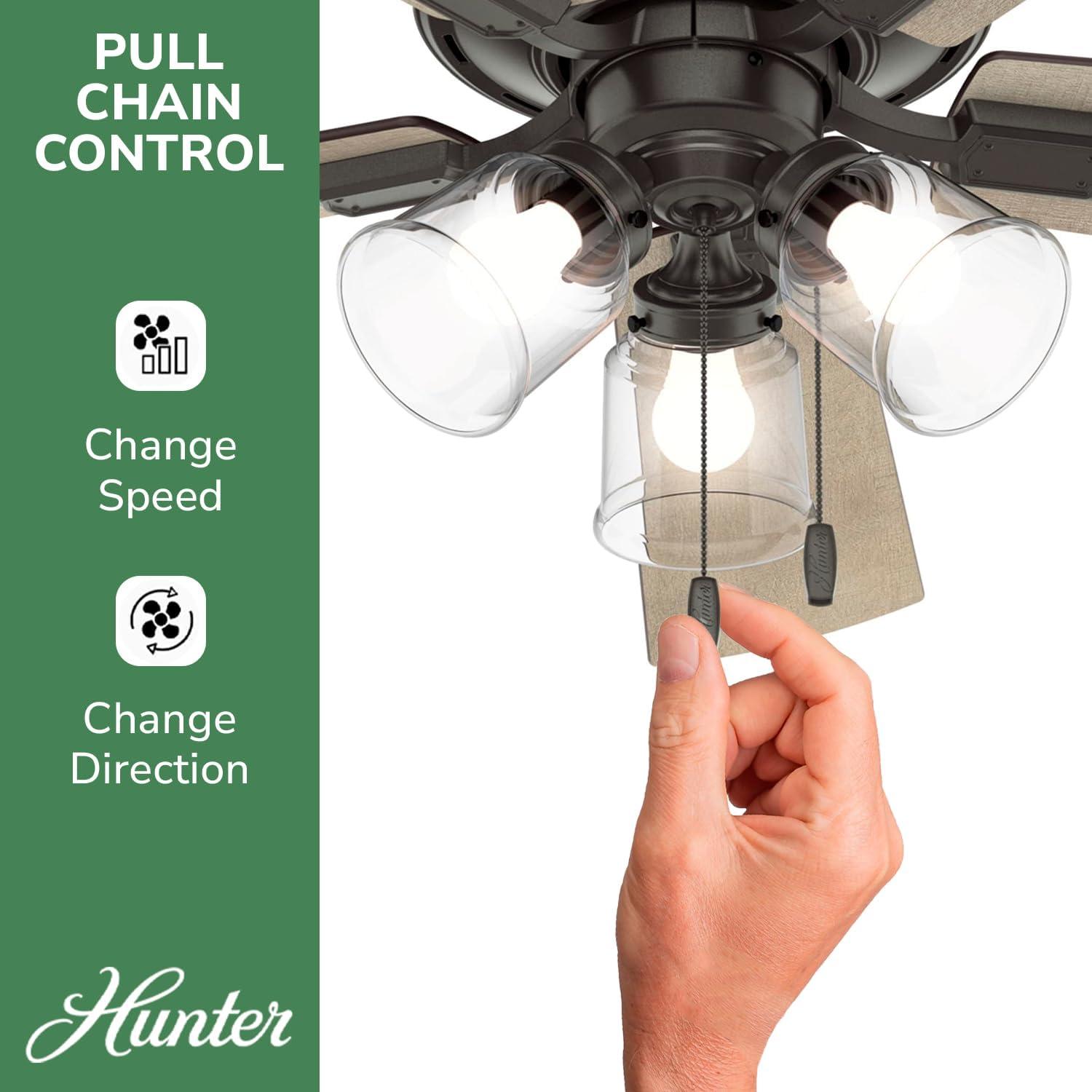 52" Crestfield 5 - Blade Flush Mount Ceiling Fan with Lights and Pull Chains