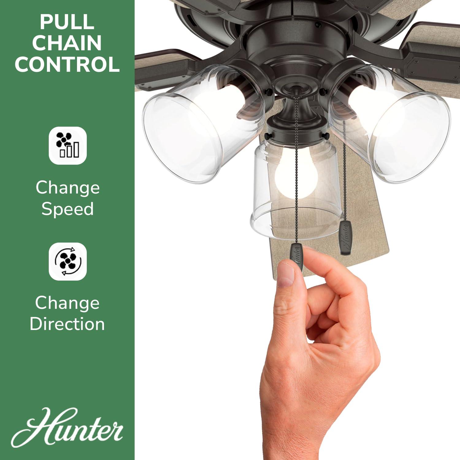 52" Crestfield 5 - Blade Flush Mount Ceiling Fan with Lights and Pull Chains