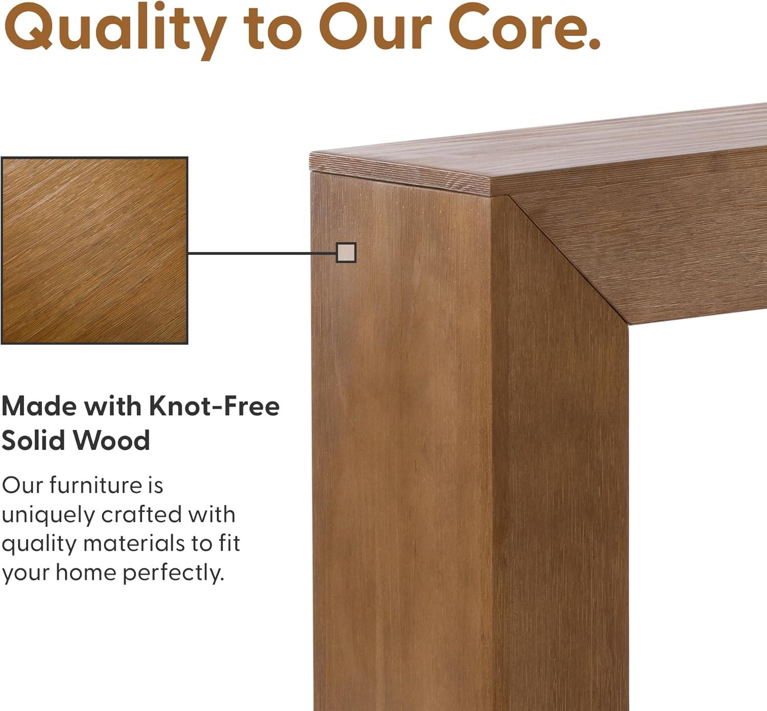 Plank+Beam Grand Console table, 66" Solid Wood Modern Sofa Table, Entryway Table for Hallway, Behind the Couch, Living Room, Foyer, Pecan Wirebrush