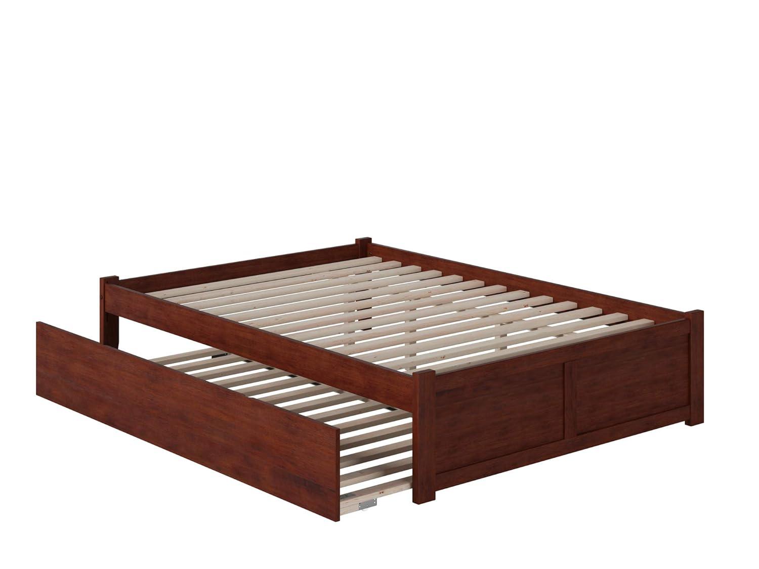Concord Queen Bed with Footboard and Twin Extra Long Trundle in Walnut