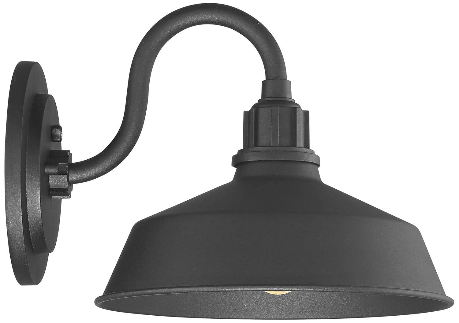 Franklin Iron Works Arnett Rustic Farmhouse Outdoor Barn Light Fixture Black Dusk to Dawn Gooseneck 10 1/2" for Post Exterior Barn Deck House Porch