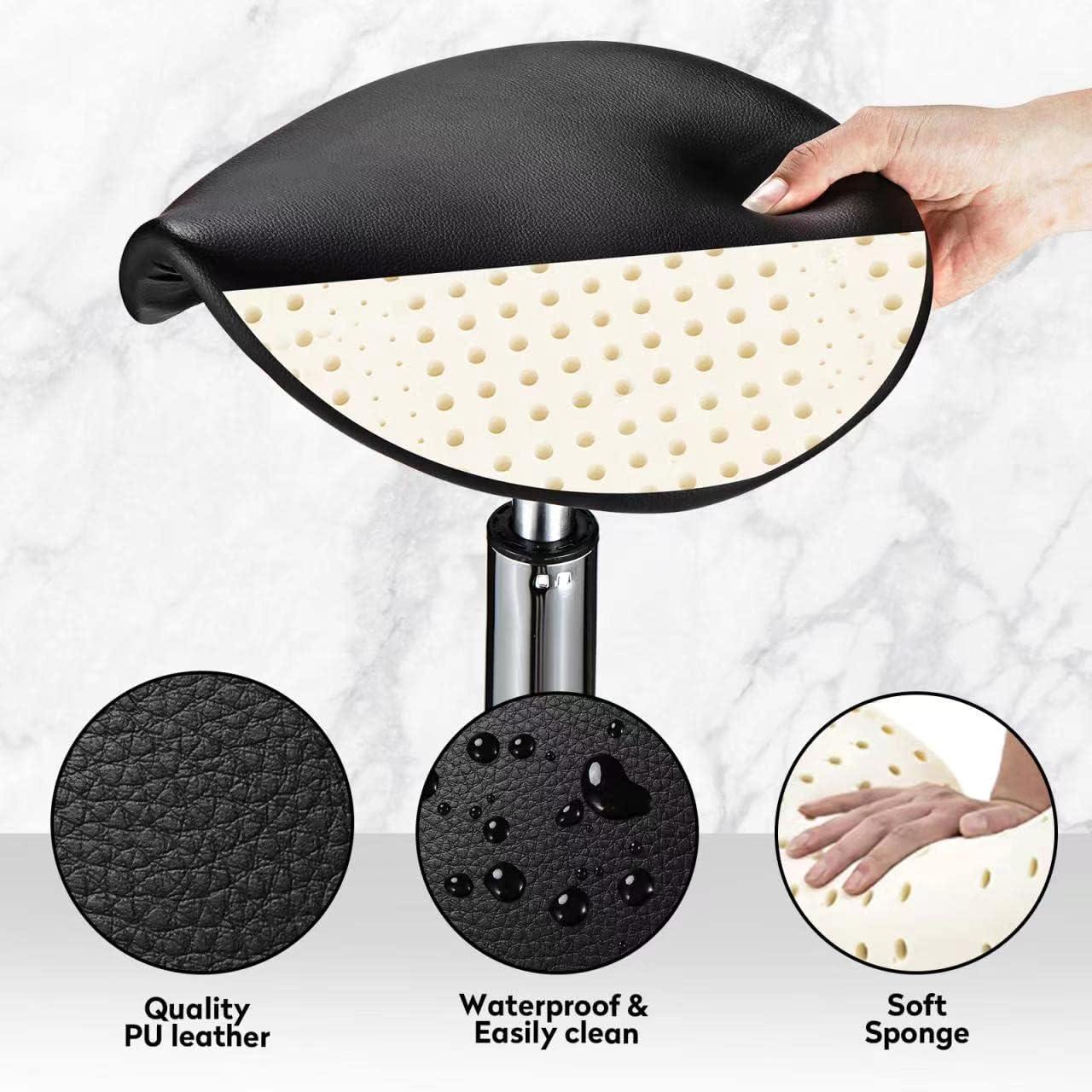 Adjustable Rolling Saddle Stool PU Leather Rolling Stool Salon Chair with Wheels Black