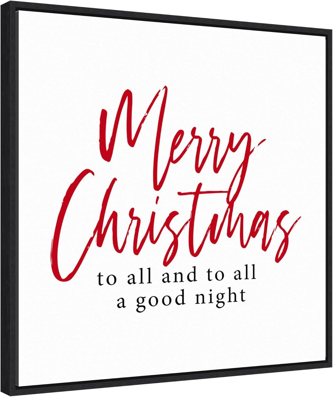 22" x 22" Merry Christmas to All Script Framed Wall Canvas - Amanti Art: Holiday Decor, Seasonal Typography