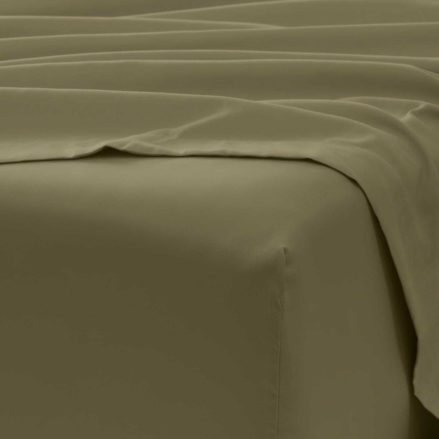 Full, Sage Solid Microfiber 6 Piece Bed Sheet Set, by Noble Linens