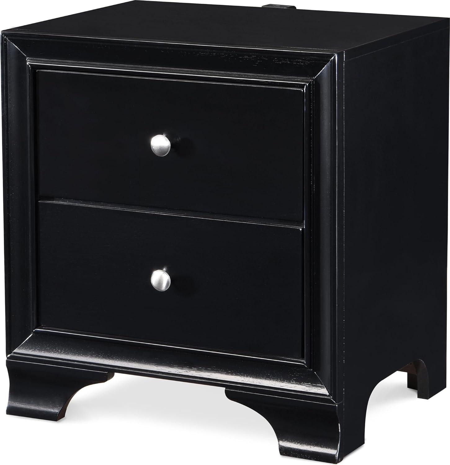 ClickDecor Edmond Wood 2-Drawer Nightstand with Charging Station