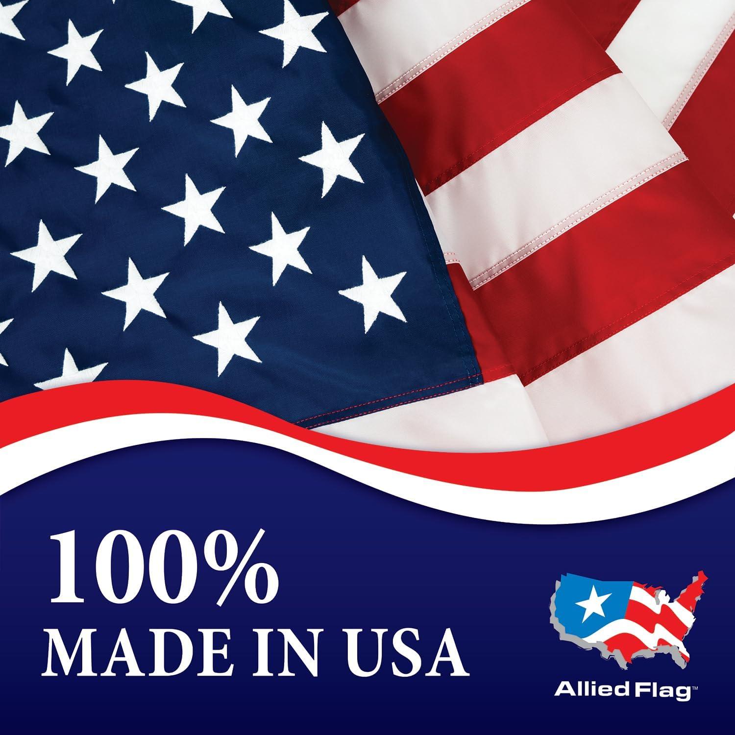 Allied Flag Pole Kit - 3 x 5 FT Nylon American Flag with 5 FT Spinning Flag Pole