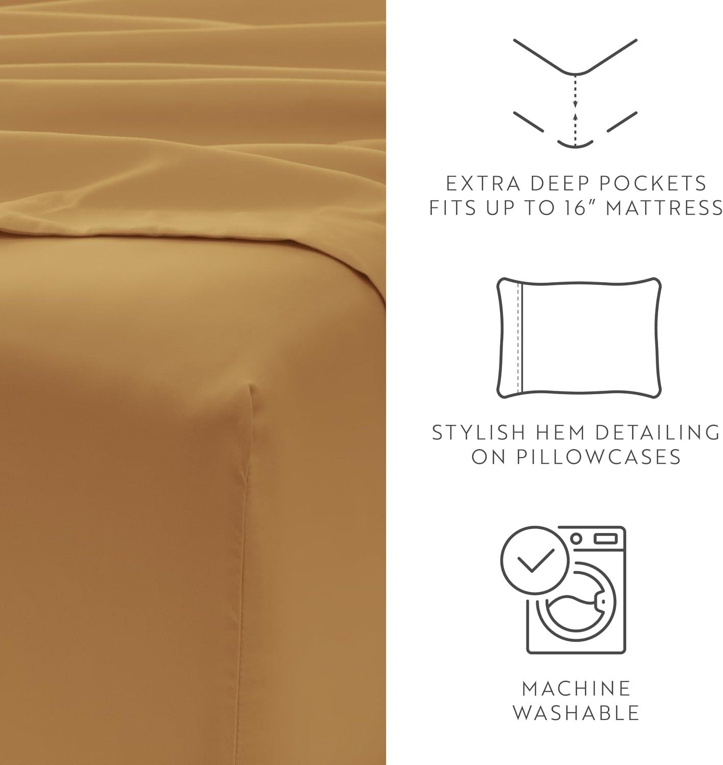 Gold Twin XL Deep Pocket Microfiber Sheet Set