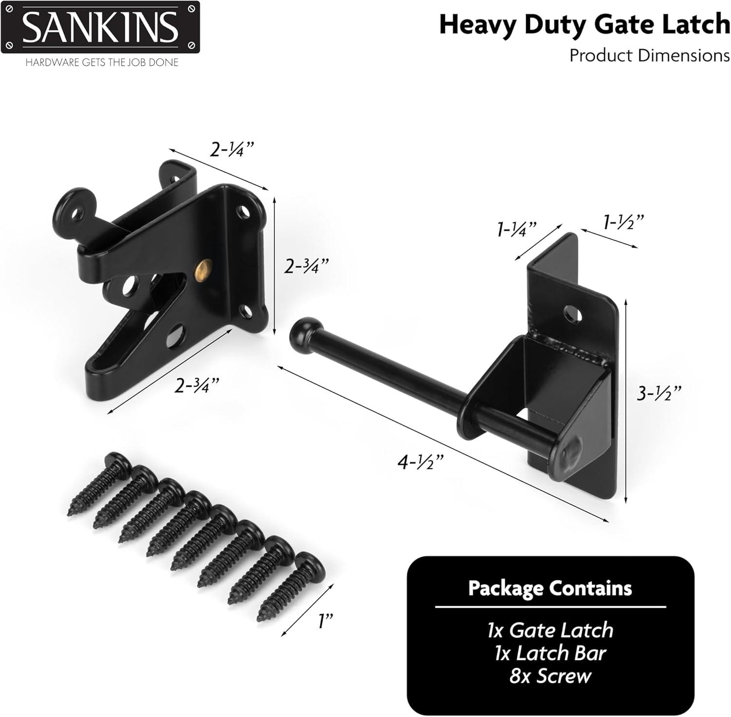 Gate Latch Automatic Gate Gravity Latch Self Locking Fence Gate Latch with Pull Cable for Wooden Fence Gates Door, Black