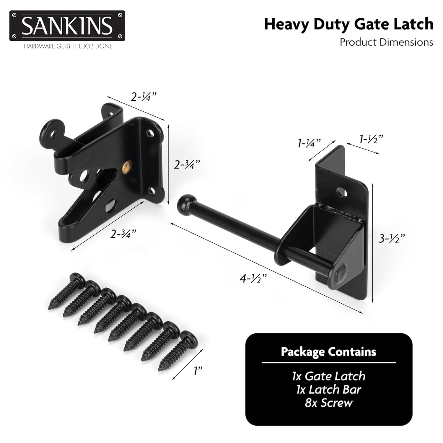 Gate Latch Automatic Gate Gravity Latch Self Locking Fence Gate Latch with Pull Cable for Wooden Fence Gates Door, Black