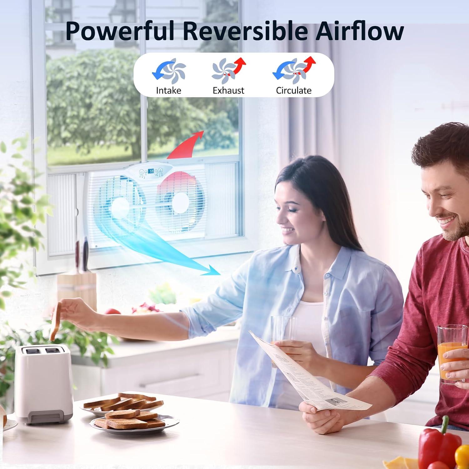 Shinic Glossy White Remote Controlled Reversible Window Fan