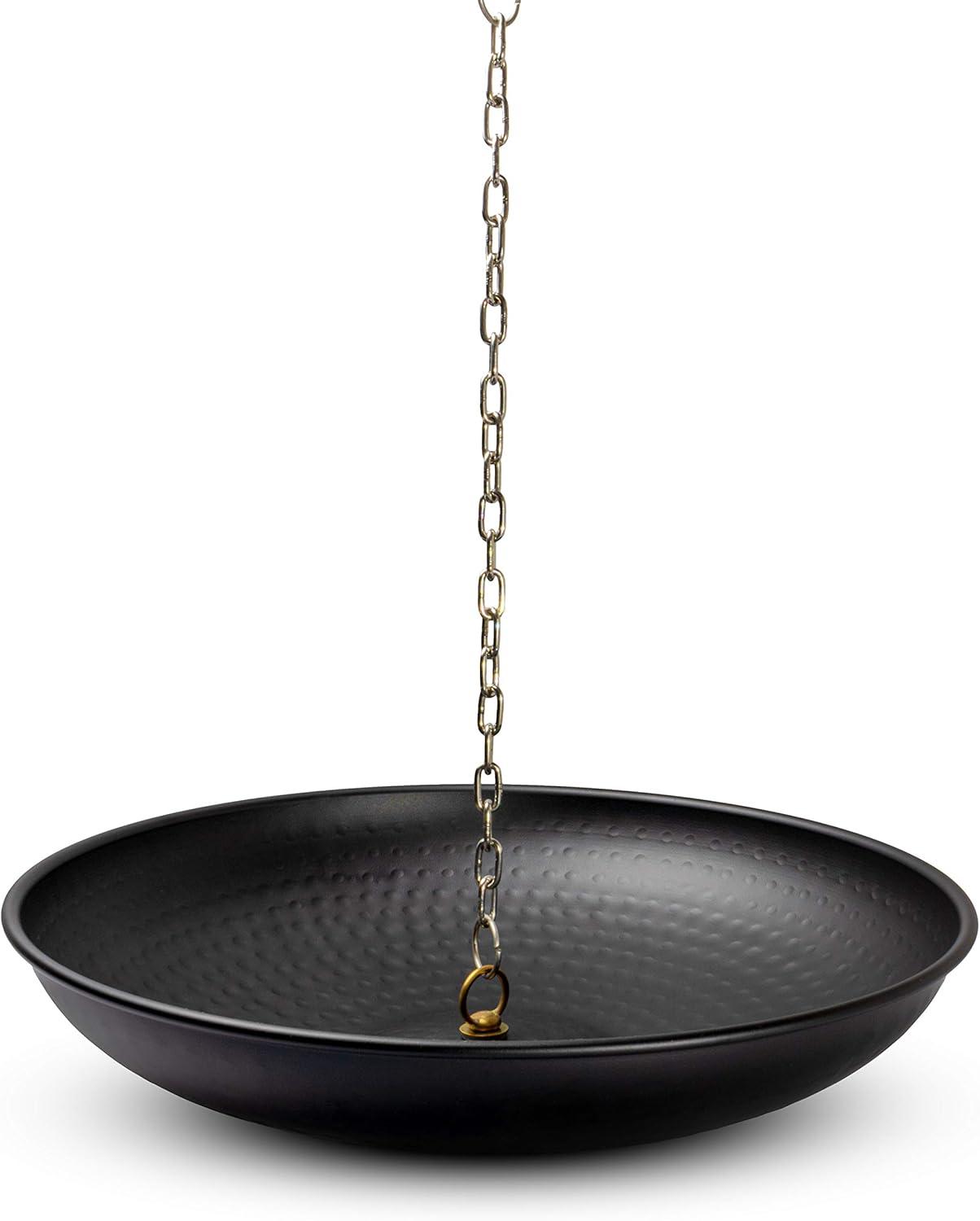 Monarch Rain Chains Hammered Mild Steel Rain Chain Anchoring Basin, 15 inch, 3-inch High, Black