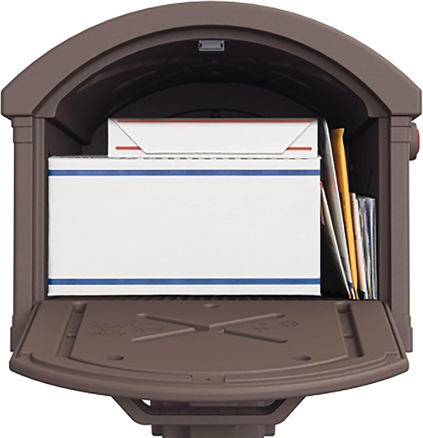 Gibraltar Mailboxes Grand Haven Classic Plastic Post Mount Mocha Mailbox