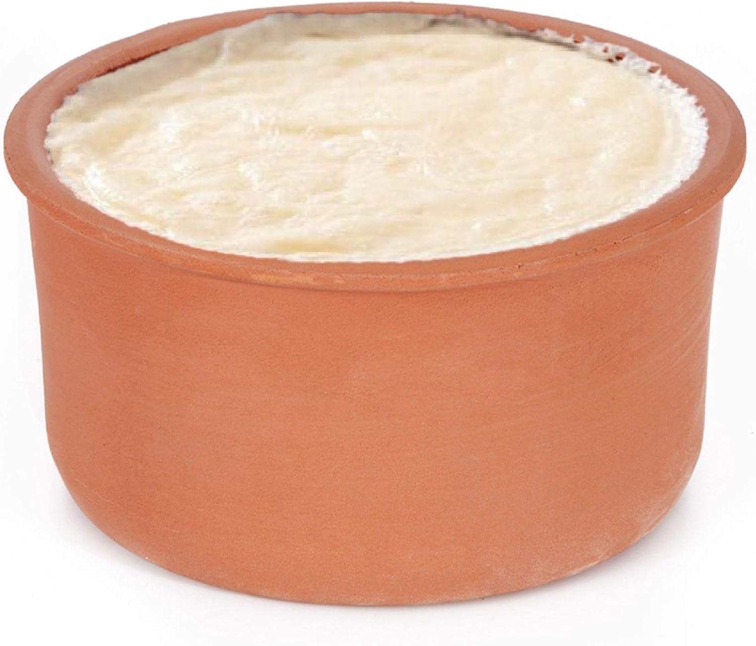 Earthen Clay Yogurt Pot, Glazed Terracotta Cookware, Clay Casserole Dish, 2.5 qt