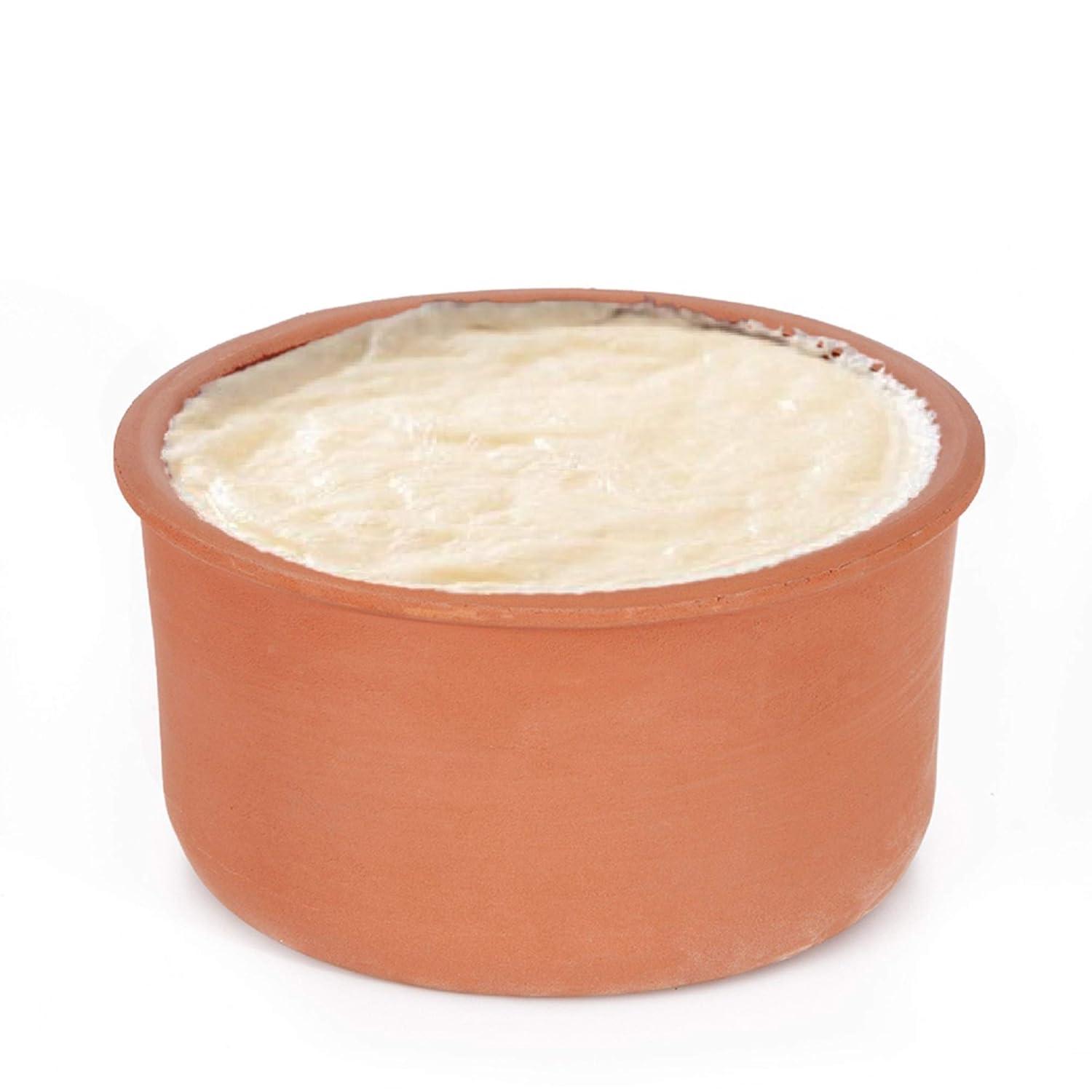 Earthen Clay Yogurt Pot, Glazed Terracotta Cookware, Clay Casserole Dish, 2.5 qt