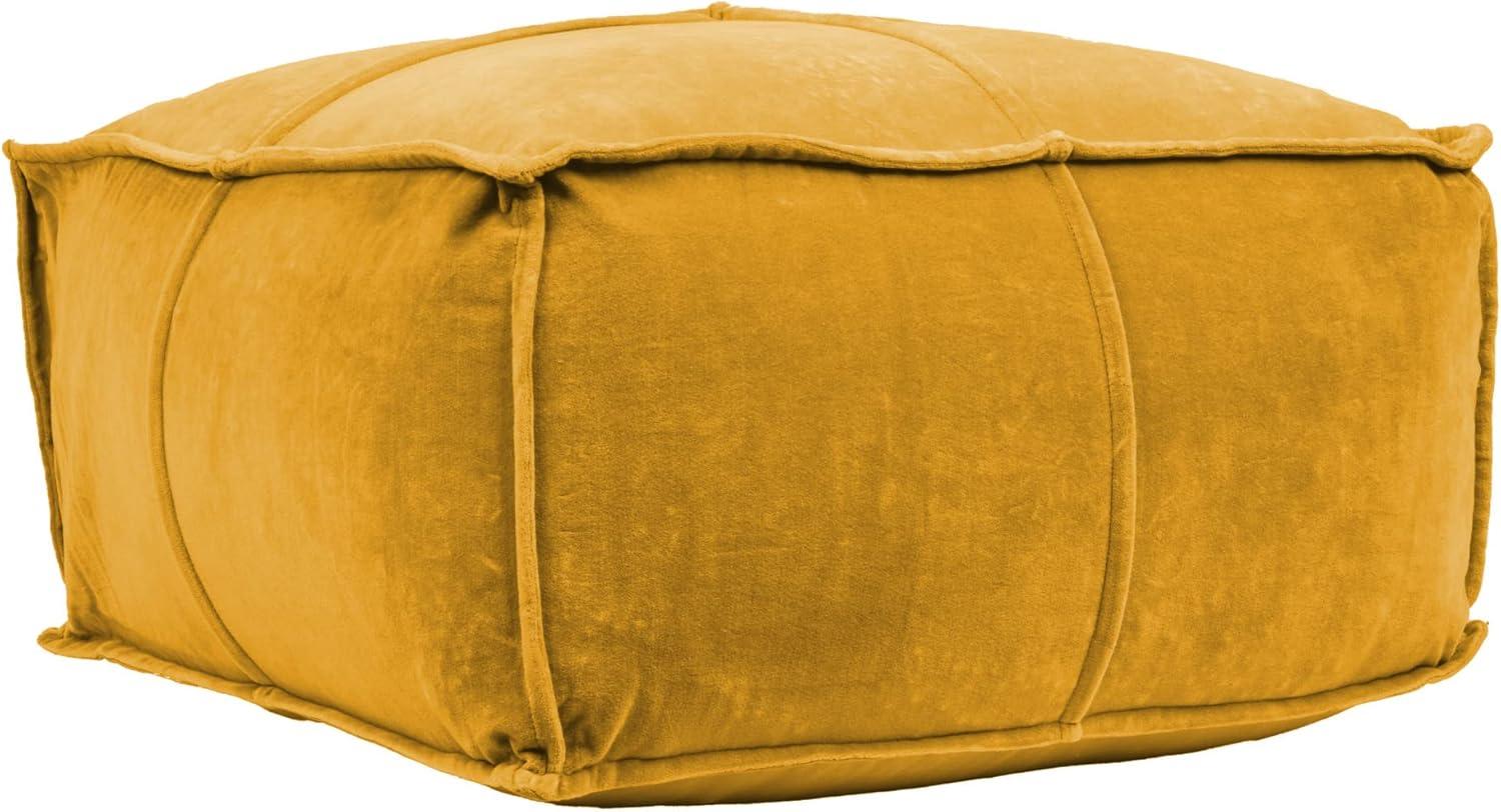 Storied Home Square Cotton Velvet Pouf