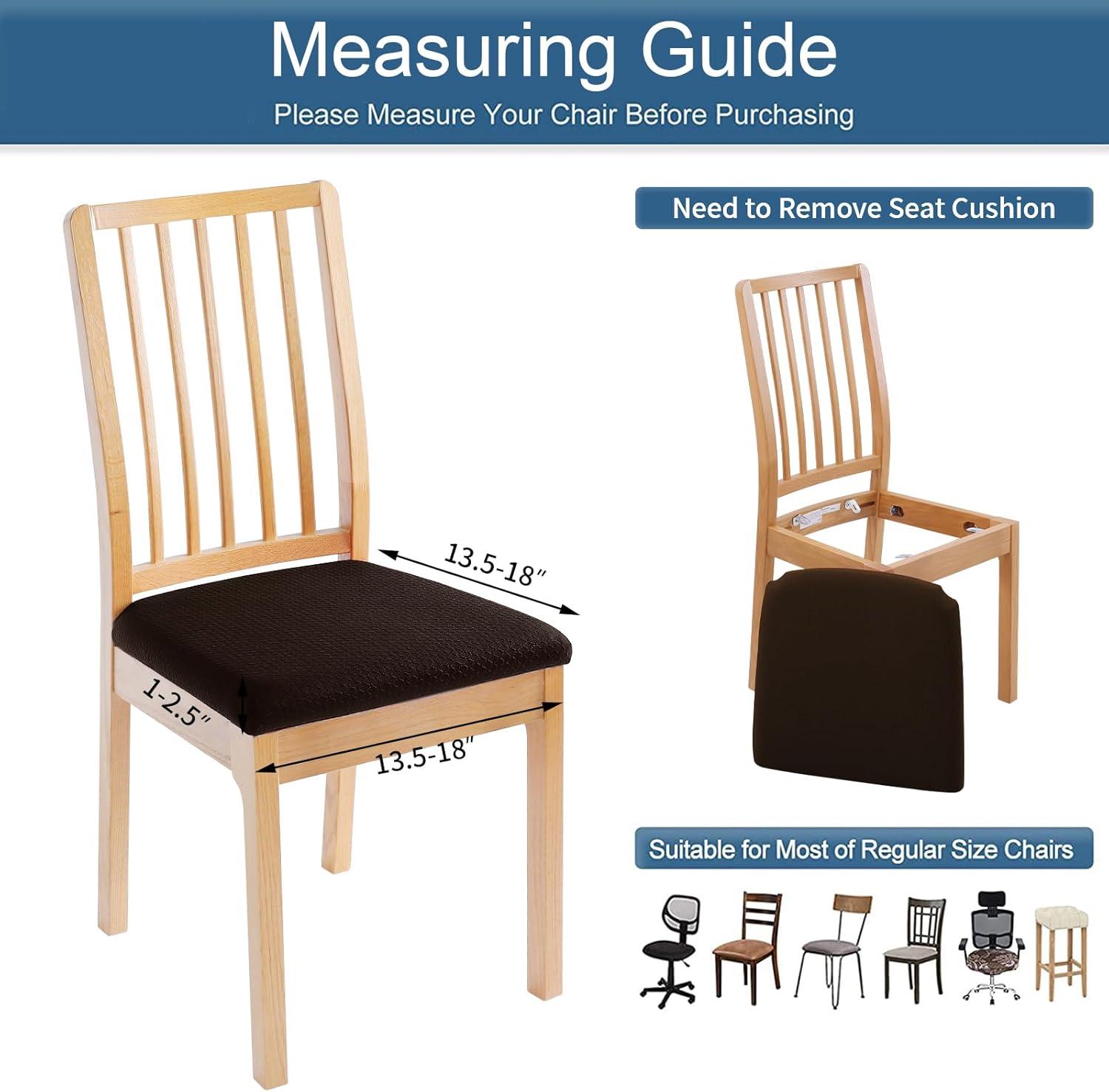 Smiry Dining Chair Seat Covers Stretch Jacquard Chair Slipcover with Ties (Set of 6, Beige)