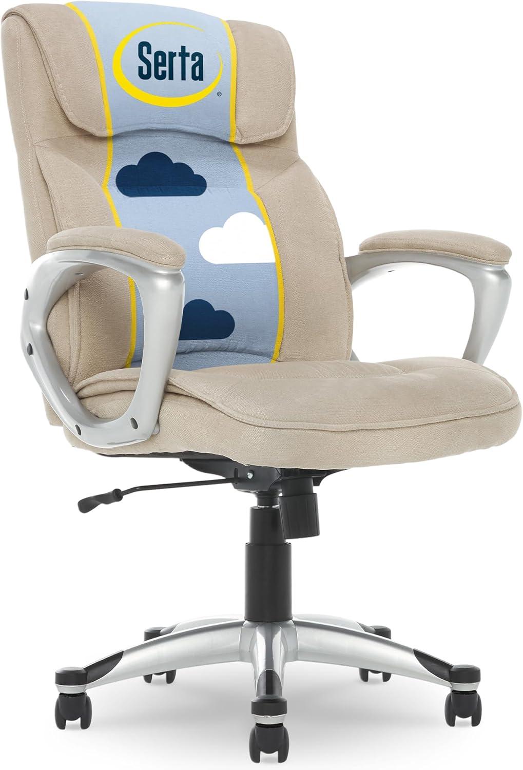 Serta Hannah Executive Ergonomic Office Chair with Lumbar Support and Pillowed Headrest