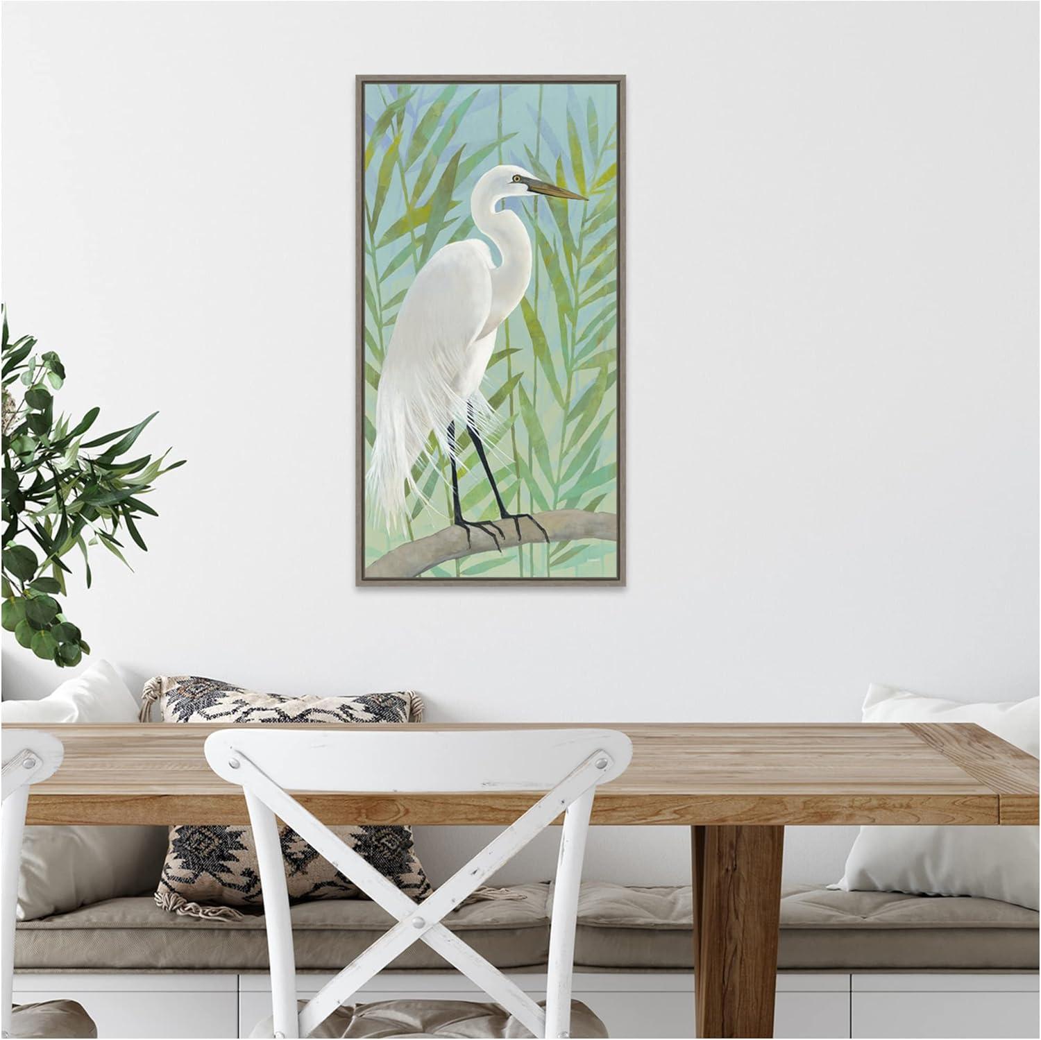 Amanti Art Egret by the Shore I by Kathrine Lovell Canvas Wall Art Print Framed 14-in. x 27-in.