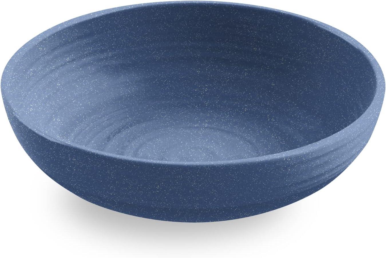 TarHong Planta Artisan Solids Low Bowl, Planta (Majority Plant Based with Melamine Binder), Shatterproof, Indoor/Outdoor Entertaining, Matte Blue, Set of 6
